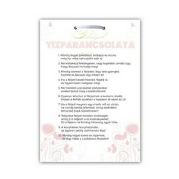 Ajándék Tábla Lánybúcsúra - Feleségek Tízparancsolata