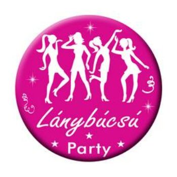 Kitűző - Rózsaszín Fehér Lánybúcsú Party - 5,5 Cm